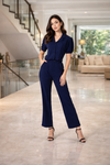 Navy Blue Button-Front Co-Ord Set for Women