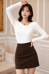 White Off-Shoulder Bodycon Long Sleeve Top