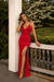 Red Scarlet Siren V-Neck Slit Maxi Dress