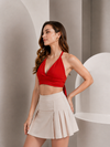 Red Halter Tie Back Crop Top for Women