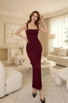 Wine Bodycon Maxi Dress for Womens