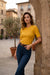 Mustard Yellow Ribbed Short Sleeve Lettuce Edge Top