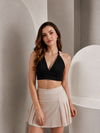 Black Halter Tie Back Crop Top for Women