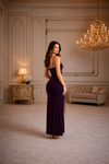 Deep Wine Plum Ruched Side Slit Maxi Dress