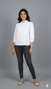 Premium White Solid Ruffle Collar Shirt - GARMENT2FASHION