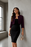 Deep Wine Plum Open Front Cropped Shrug