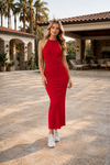 Red Halter Neck Bodycon Maxi Dress