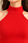 Red Halter Neck Slit Maxi Dress for Women