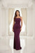 Dark Wine Square-Neck Ruched Bodycon Maxi Dress