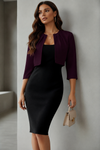 Deep Wine Plum Open Front Cropped Shrug