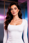 White Square Neck Ruched Bodycon Mini Dress