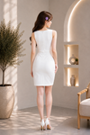 Elegant White V-Neck Wrap-Style Bodycon Mini Dress