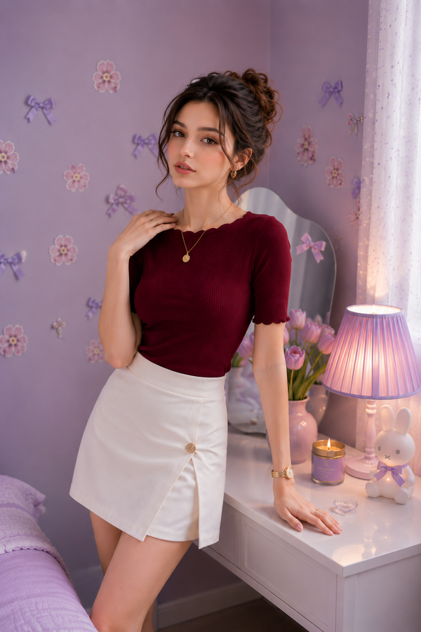 Maroon Round Neck Top