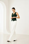 Forest Green Sleeveless Tailored Button Front Top