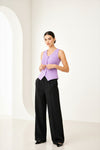 Purple Sleeveless Tailored Button Front Top