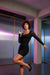Black Square Neck Ruched Bodycon Mini Dress