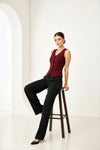 Maroon Sleeveless Tailored Button Front Top