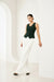 Forest Green Sleeveless Tailored Button Front Top