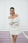White Off-Shoulder Ruffle Mini Dress