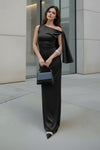 Midnight Black One-Shoulder Lycra Bodycon Maxi Dress