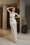 White Rosette Illusion Mesh Evening Gown