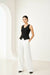 Black Sleeveless Tailored Button Front Top