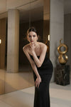 Midnight Muse Rosette Mesh Maxi Dress