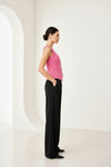 Pink Sleeveless Button Front Waistcoat Top