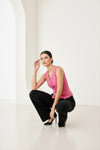 Pink Sleeveless Button Front Waistcoat Top