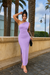 Lavender One-Shoulder Ruched Slit Maxi Dress