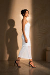 White Ruched Mesh Bodycon Maxi Dress