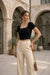 Black Square Neck Crop Top – Slim Fit Ribbed Casual Top