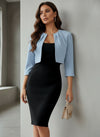 Light Blue Open-Front Cropped Shrug Top