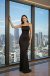 Classic Black Bodycon Maxi Dress – Sleak Square Neck Evening Gown