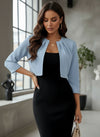 Light Blue Open-Front Cropped Shrug Top
