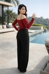 Wine Red Off-Shoulder Ruched Crop Top for Women