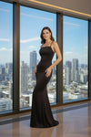 Classic Black Bodycon Maxi Dress – Sleak Square Neck Evening Gown