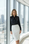 Elegant Satin Tie Neck Full Sleeve Top