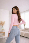 Women V-Neck Crop Top Full Sleeves Slim Fit