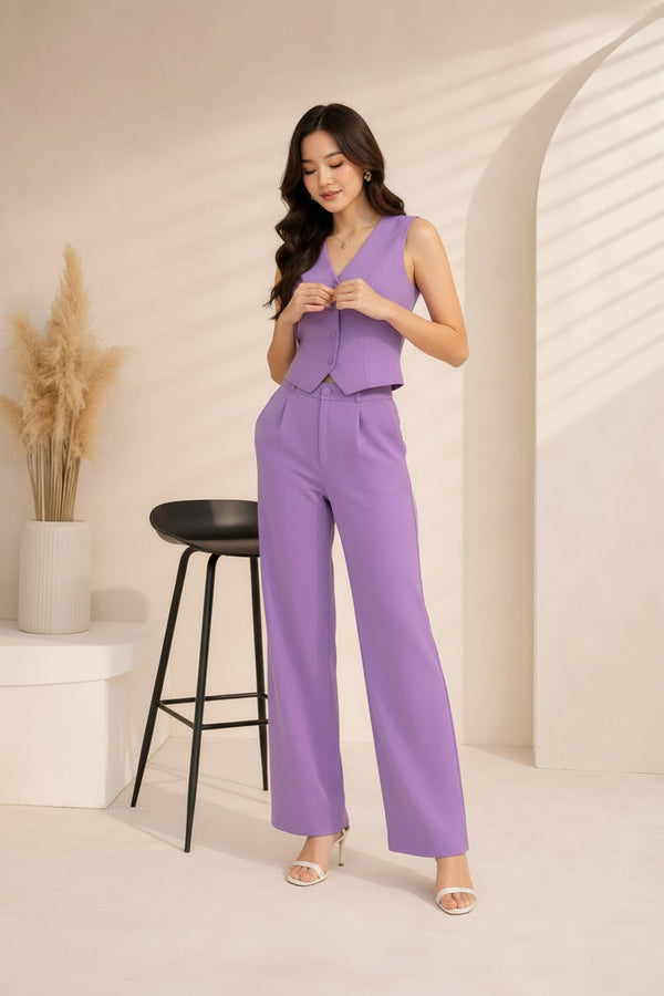 Lavender Dreams Tailored Vest and Pleated Trouser Co-ord Set