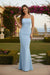 Sky Blue Square Neck Bodycon Maxi Dress – Elegant Evening Gown