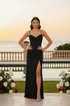 Midnight Elegance Ruched Slit Maxi Dress