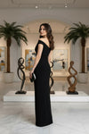 Women’s Black One-Shoulder Ruched Maxi Dress – Elegant Evening & Party Gown