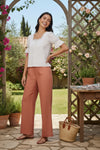 White Embroidered Lace Trim Button-Down Top
