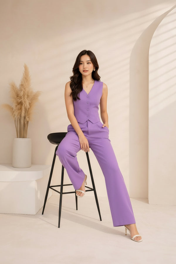 Lavender Dreams Tailored Vest and Pleated Trouser Co-ord Set