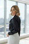 Elegant Satin Tie Neck Full Sleeve Top