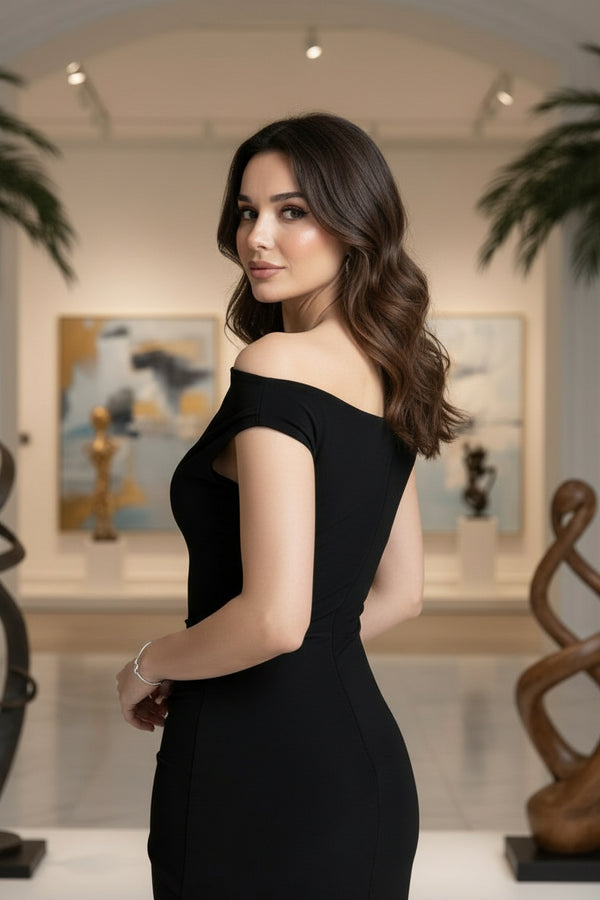 Women’s Black One-Shoulder Ruched Maxi Dress – Elegant Evening & Party Gown