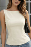 Elegant Ivory Bow-Back Sleeveless Top for Women