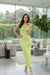 Green Sleeveless Bodycon Maxi Dress for Women | Solid Party & Evening Wear Dress
