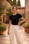 Classic Black Ribbed Crew Neck T-shirt